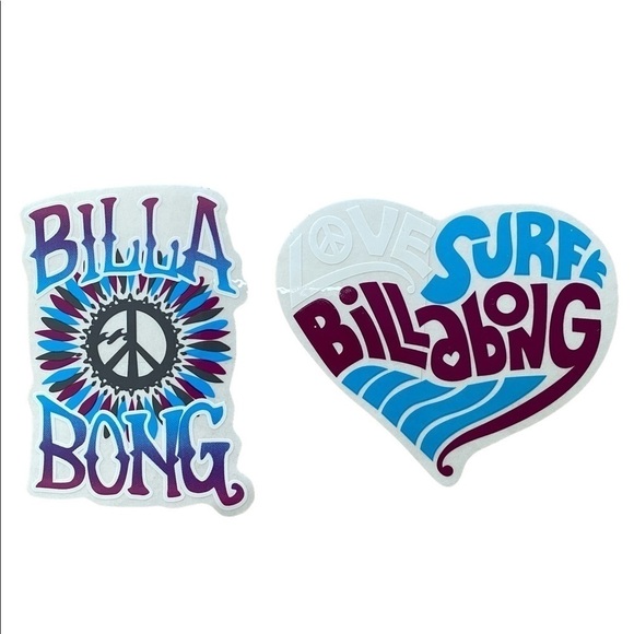 BUNDLE of 2 BILLABONG Peace, Love, Surf Surfer Stickers - Picture 1 of 3
